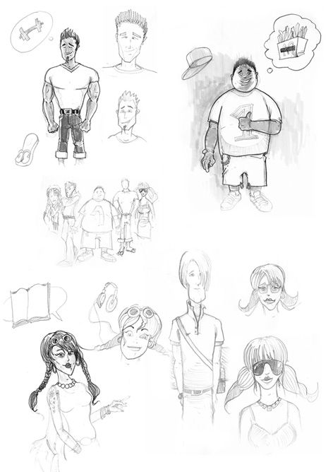zakladni navrhy typu charakteru pro comics SCOOL